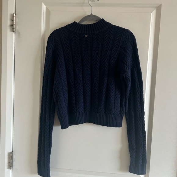 Guess Diane Foil Cable Mock Neck Sweater in Blue XL - Picture 4 of 8